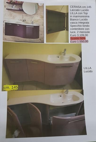 Offerta mobile bagno sagomato laccato lucido SCONTO 50%